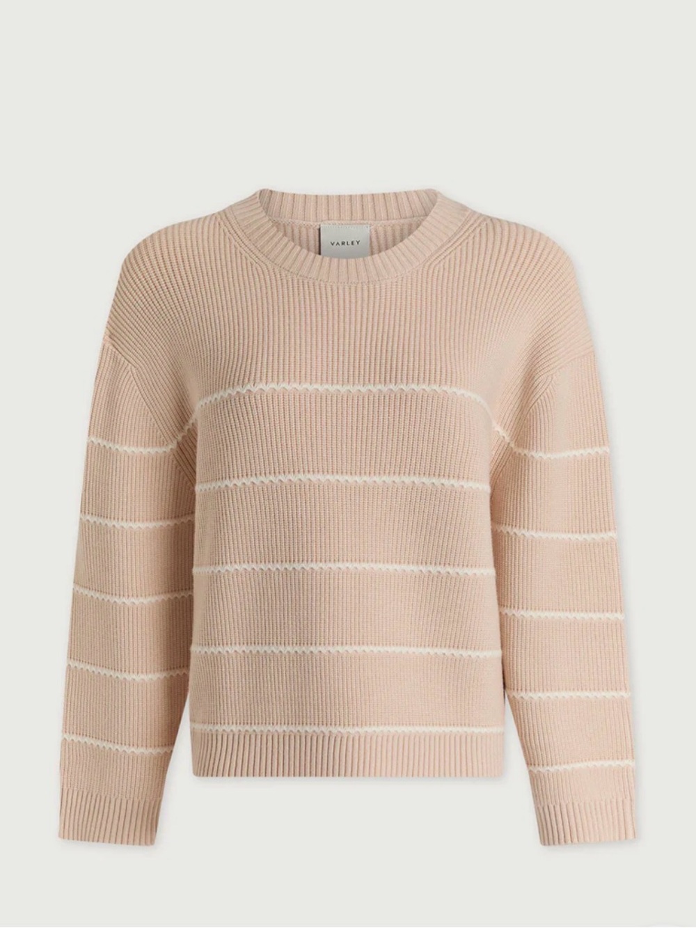 NEW XS Varley Beige Striped Crewneck Sweater (currently on Varley website)